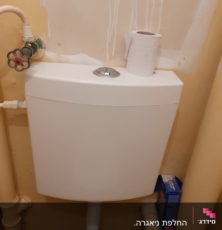 ניאגרה עם צינורות ומיכל הדחה